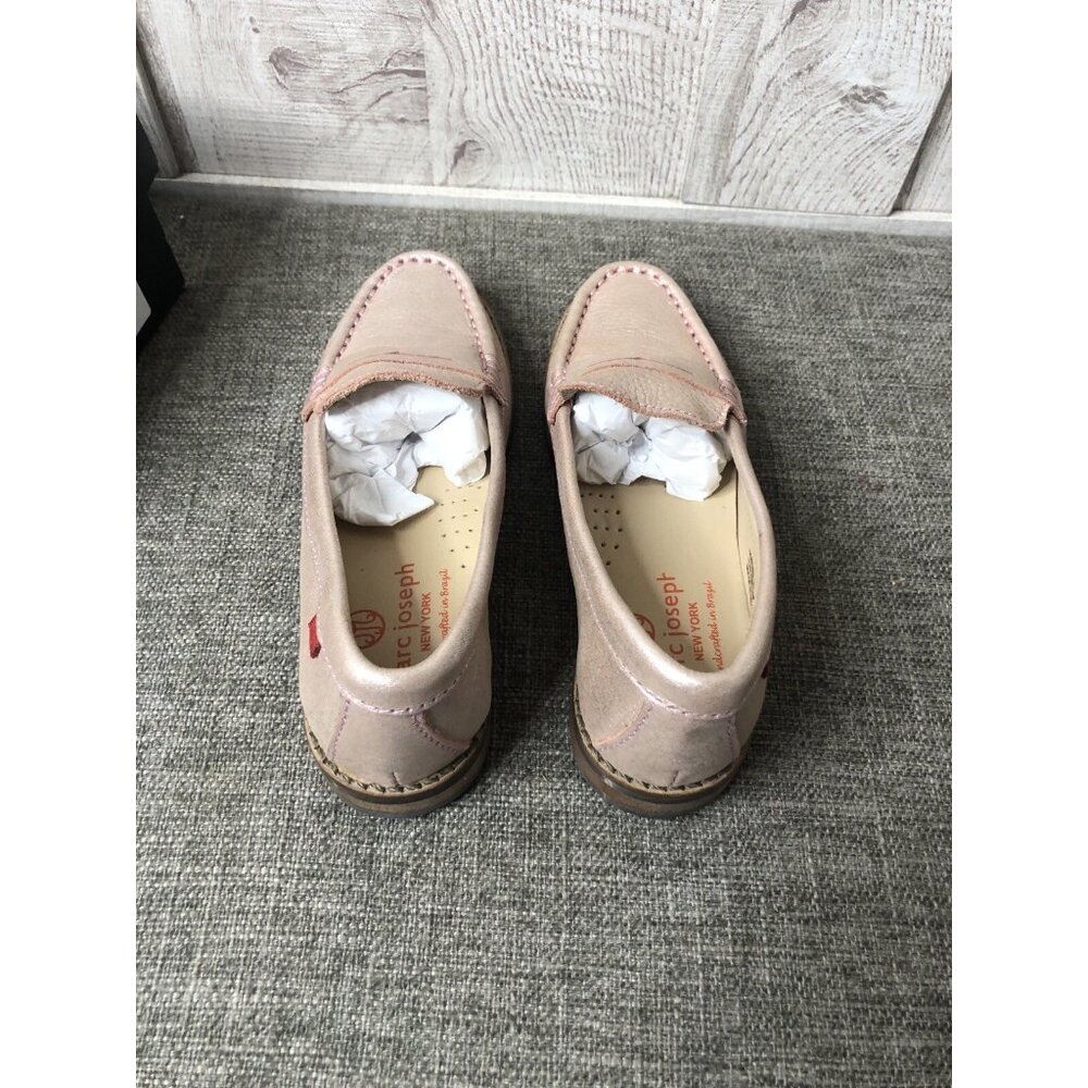 Marc Joseph New York Girls Shoes Size 11 Pink Rose Glimmer Leather Loafers - Picture 3 of 8